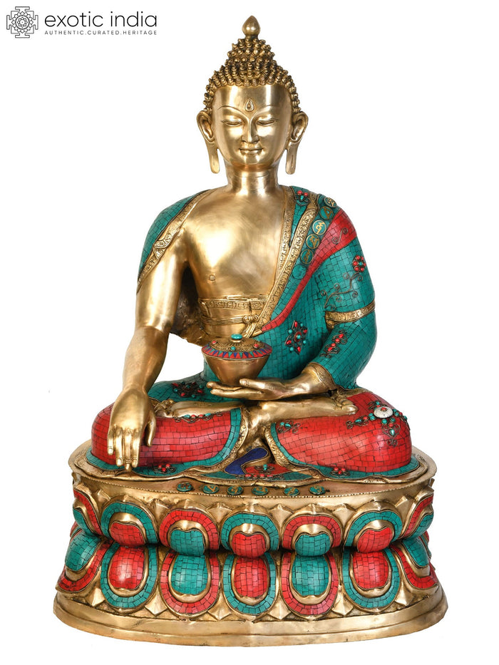38" Large Buddha Statue in Brass - Invoking Mother Earth as Witness | Handmade in India