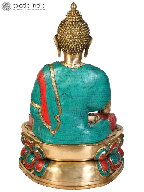 38" Large Buddha Statue in Brass - Invoking Mother Earth as Witness | Handmade in India