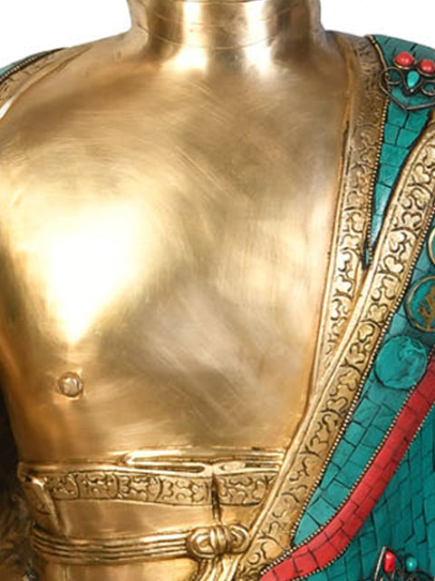 38" Large Buddha Statue in Brass - Invoking Mother Earth as Witness | Handmade in India