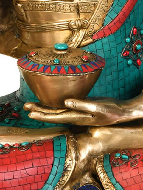 38" Large Buddha Statue in Brass - Invoking Mother Earth as Witness | Handmade in India