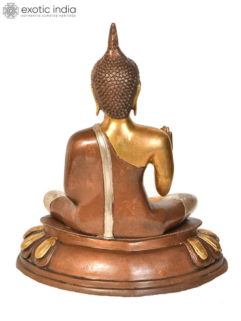 13" Thai Blessing Buddha In Brass | Handmade | Made In India