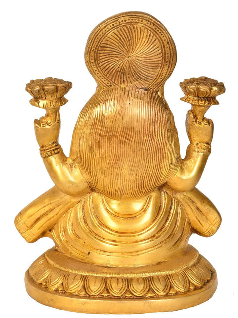 8" Goddess Lakshmi Brass Sculpture | Handmade | Made in India