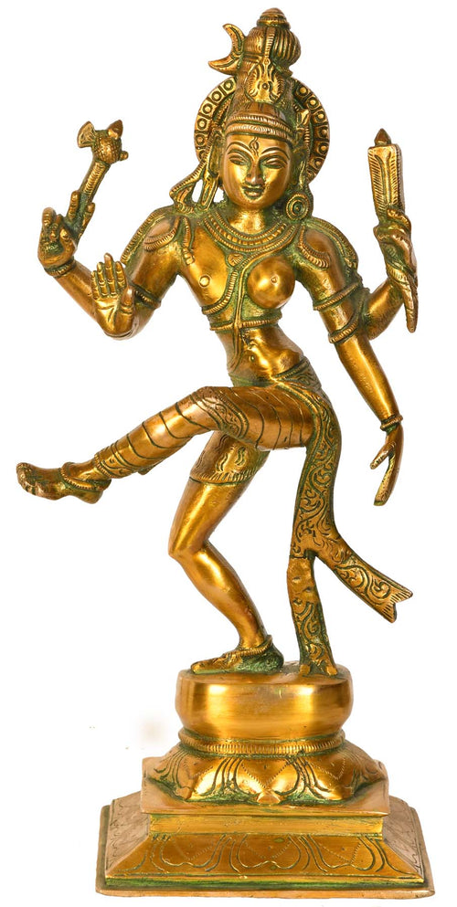 12" Dancing Ardhanarisvara Brass Statue Handmade