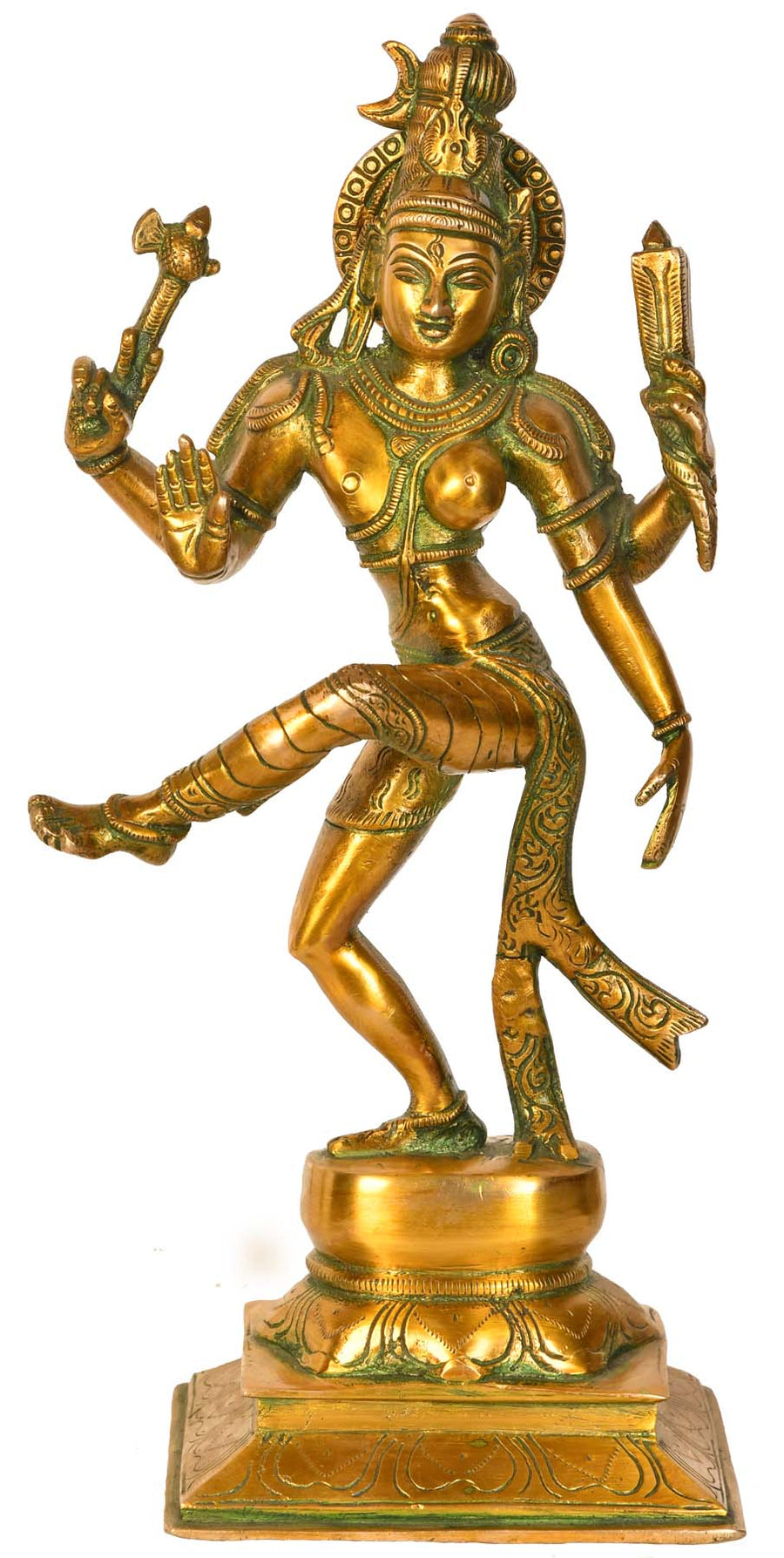 12" Dancing Ardhanarisvara Brass Statue Handmade
