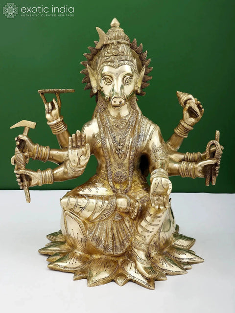 16" Goddess Varahi Brass Statue | Handmade | Made In India