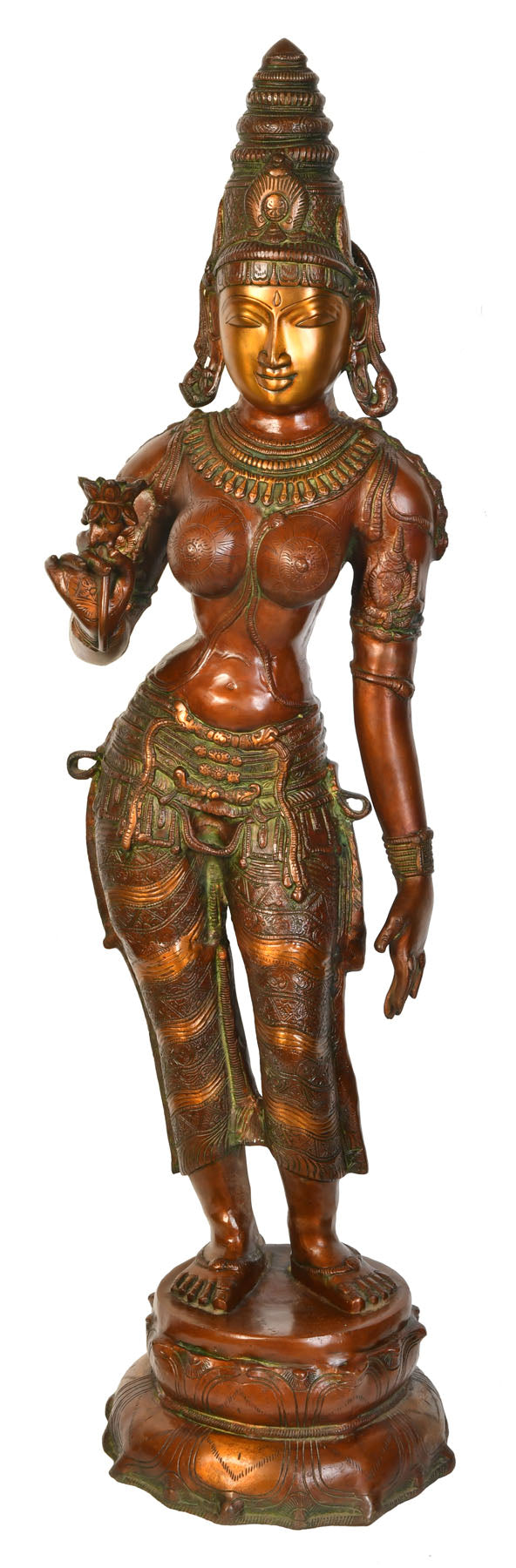 44" Large Brass Goddess Lakshmi Statue Handmade