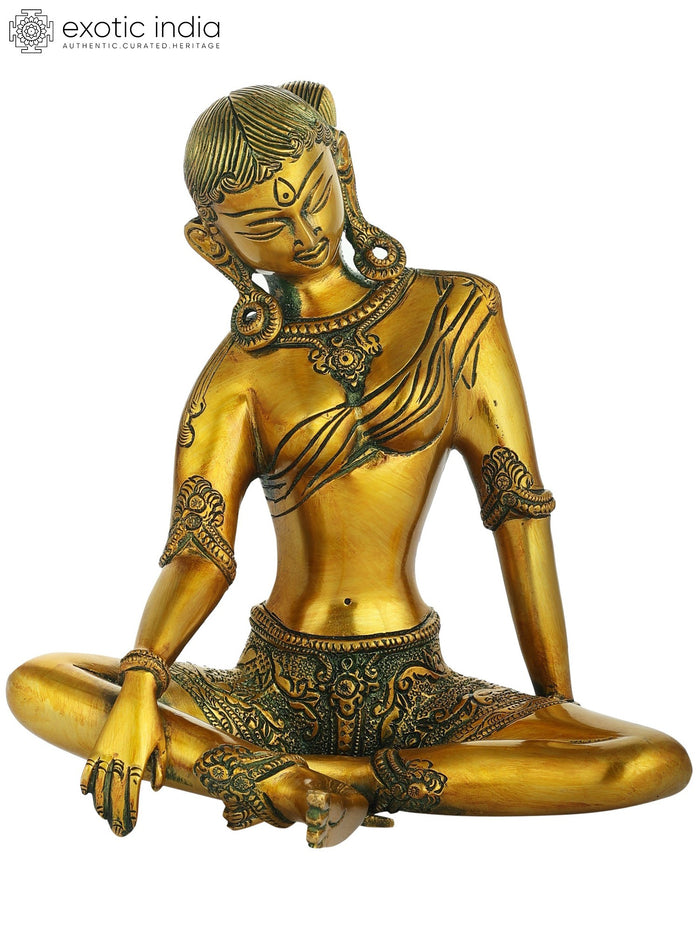 8" Green Tara Tibetan Buddhist Brass Statue Handmade