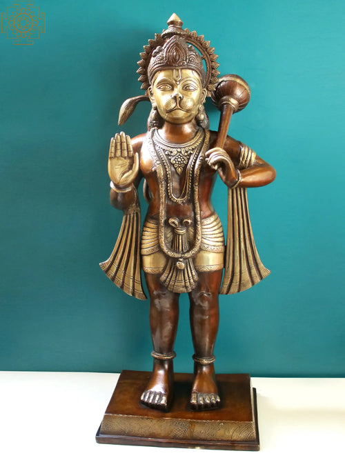 36" Hanuman Granting Abhaya Blessing Brass Statue