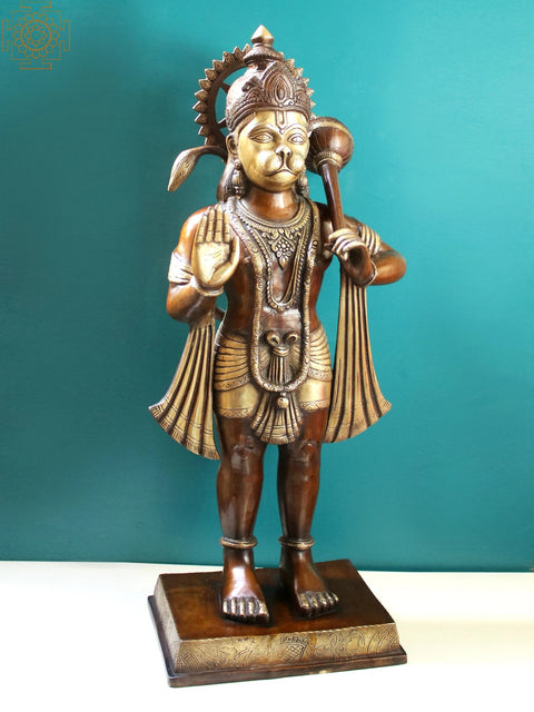 Large Hanuman Granting Abhaya Brass Statue
