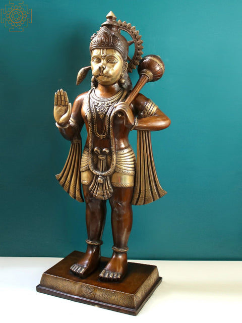 Large Hanuman Granting Abhaya Brass Statue