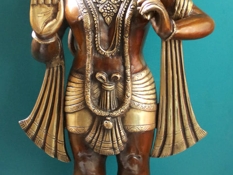 Large Hanuman Granting Abhaya Brass Statue