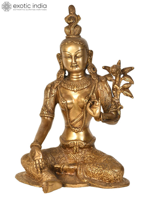 10" Green Tara Tibetan Buddhist Brass Goddess Statue Handmade