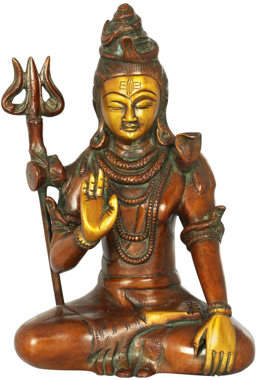 9" Handmade Lord Shiva Brass Statue for Pooja