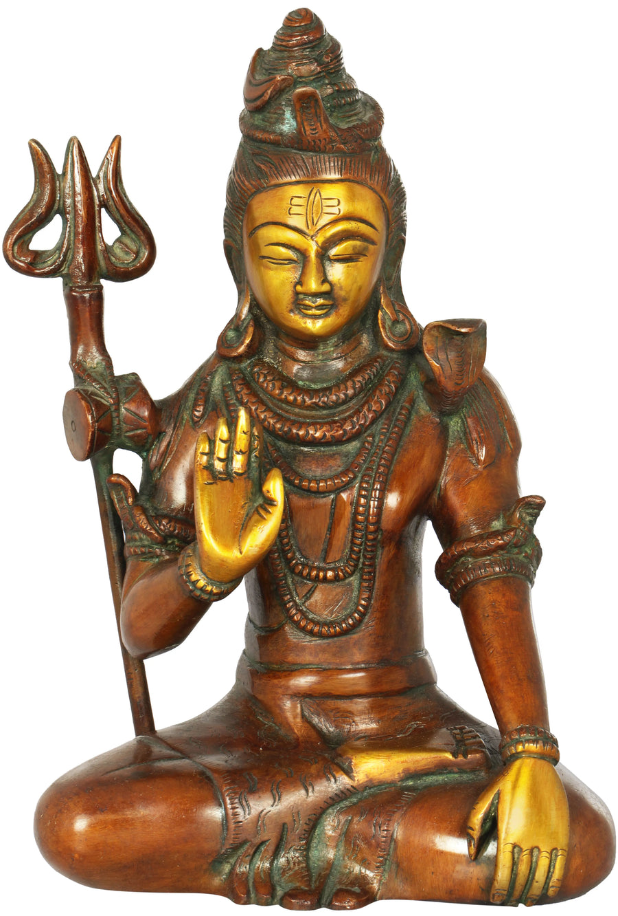 9" Handmade Lord Shiva Brass Statue for Pooja