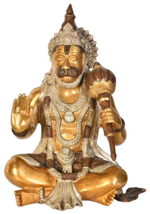 16" Lord Hanuman in Ashirwad Mudra In Brass | Handmade | Made In India