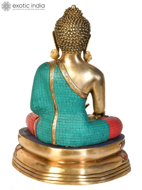 24" Tibetan Buddhist Lord Buddha in Earth Touching Gesture In Brass | Handmade | Made In India