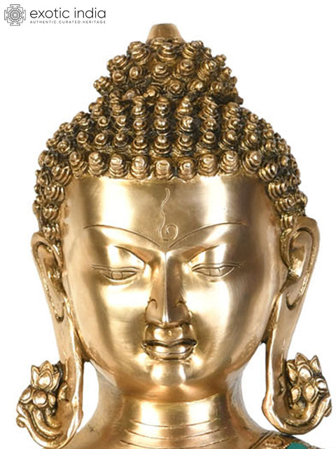 24" Tibetan Buddhist Lord Buddha in Earth Touching Gesture In Brass | Handmade | Made In India