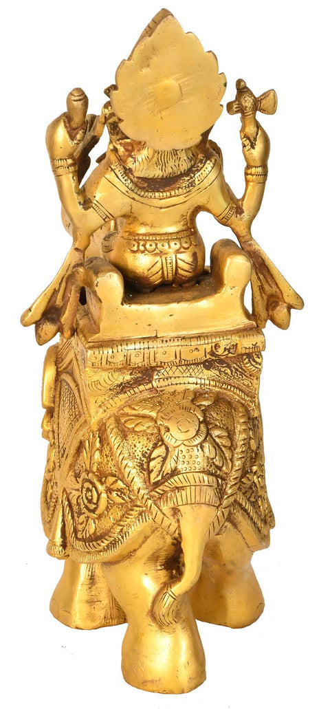 10" Ganesha On an Elephant Palki In Brass | Handmade | Made In India