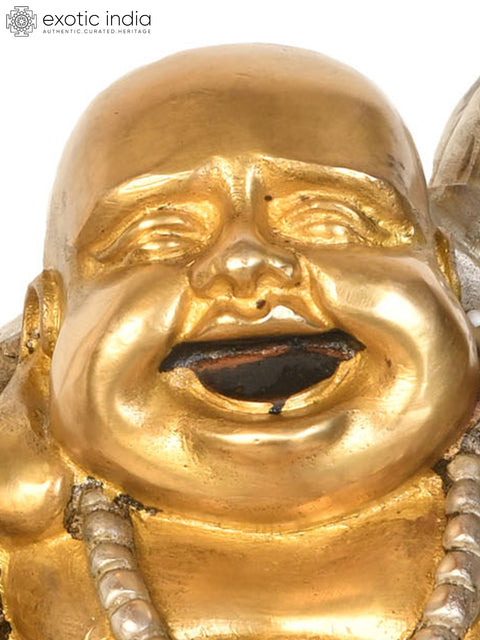 10" Laughing Buddha Brass Statue - Symbol of Joy and Prosperity