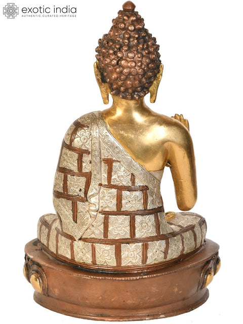 11" Tibetan Buddhist Blessing Buddha In Brass | Handmade | Made In India