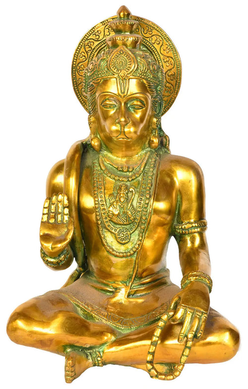 11" Lord Hanuman Brass Statue Handmade