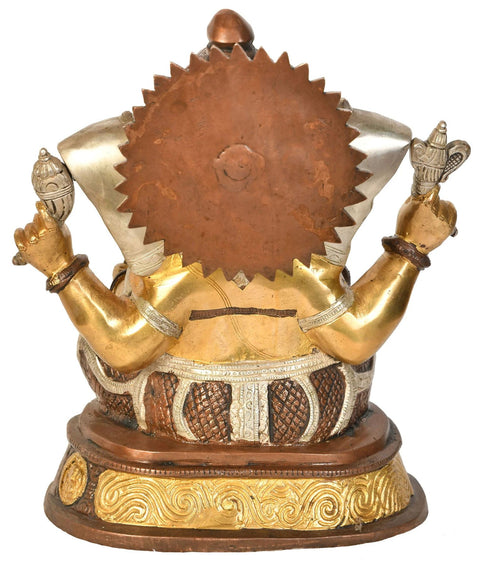 11" Lord Ganesha Granting Abhaya to Devotees In Brass | Handmade | Made In India