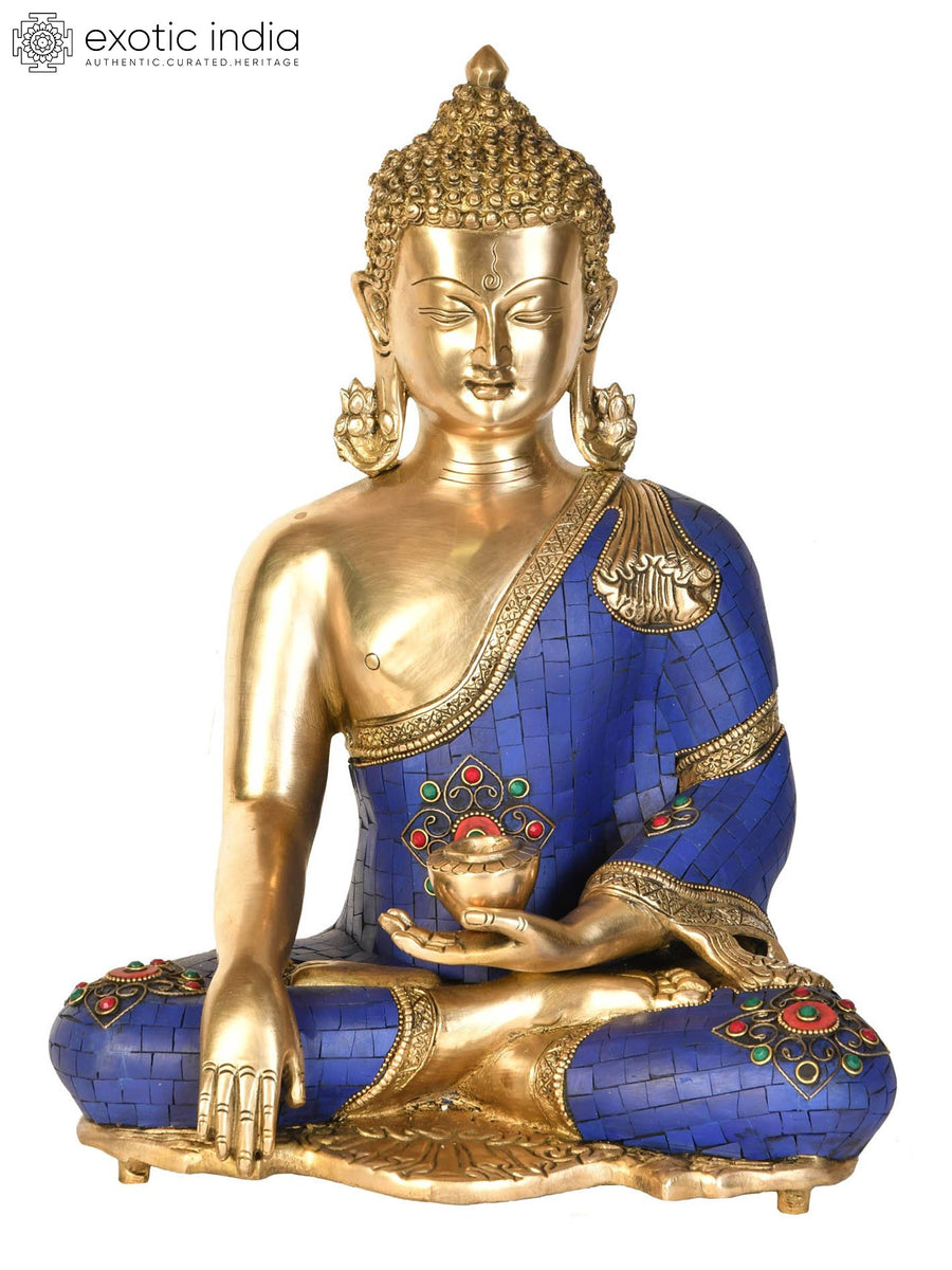 16" Handmade Buddha Bhumisparsha Mudra Brass Statue