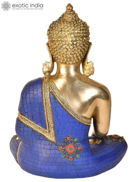 16" Buddha Idol in Bhumisparsha Mudra | Handmade Buddhist Deity Brass Statue | Made in India