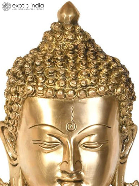 16" Buddha Idol in Bhumisparsha Mudra | Handmade Buddhist Deity Brass Statue | Made in India