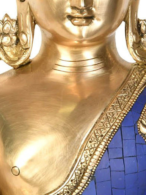 16" Buddha Idol in Bhumisparsha Mudra | Handmade Buddhist Deity Brass Statue | Made in India