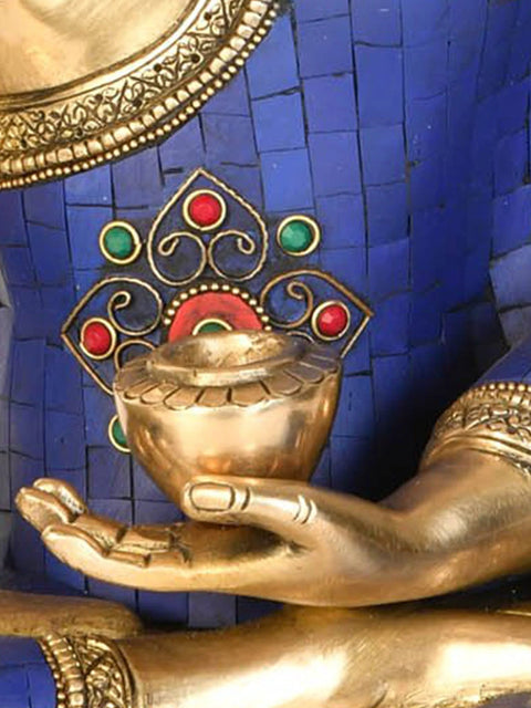 16" Buddha Idol in Bhumisparsha Mudra | Handmade Buddhist Deity Brass Statue | Made in India