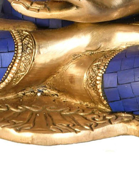 16" Buddha Idol in Bhumisparsha Mudra | Handmade Buddhist Deity Brass Statue | Made in India