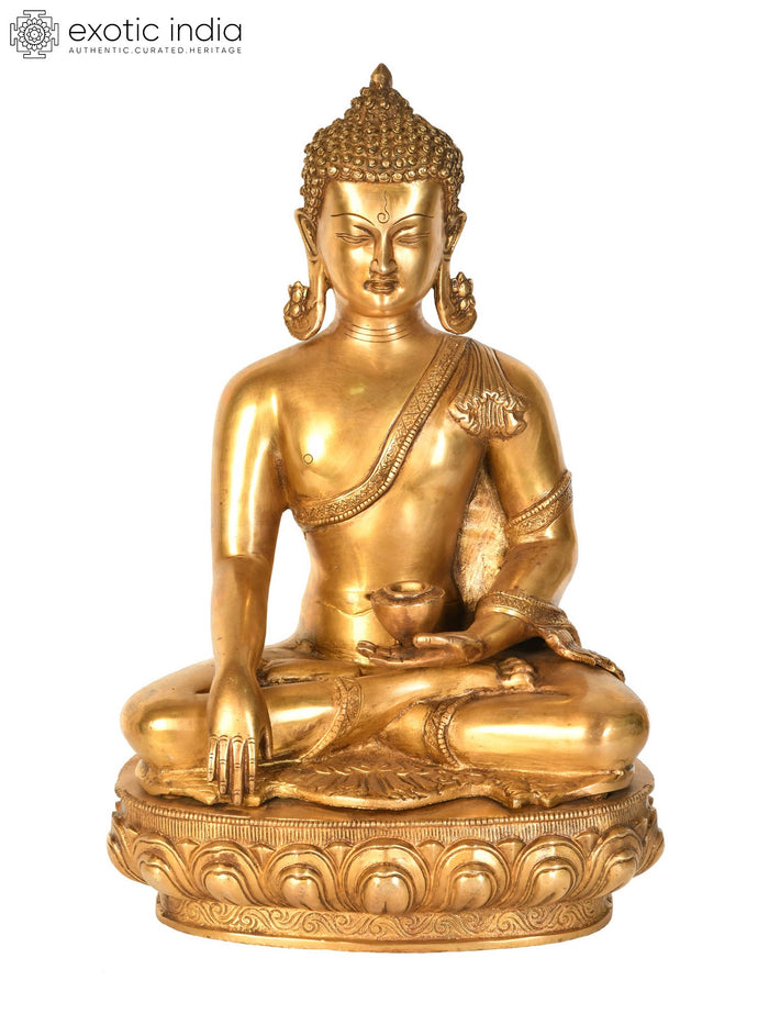18" Handmade Brass Buddha Bhumisparsha Mudra Statue