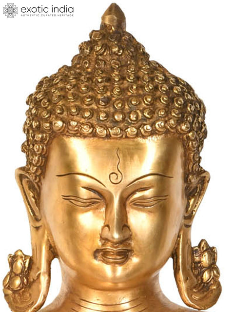 18" Tibetan Buddhist Deity Buddha in Bhumisparsha Mudra In Brass | Handmade | Made In India