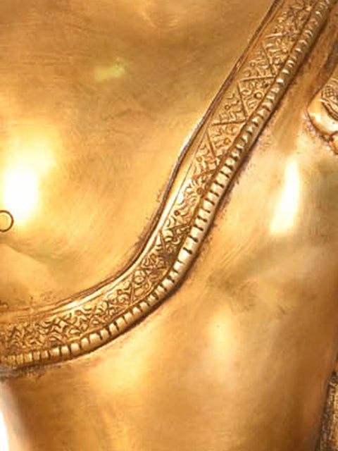 18" Tibetan Buddhist Deity Buddha in Bhumisparsha Mudra In Brass | Handmade | Made In India