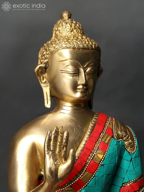 13"  Lord Buddha Granting Abhaya (Tibetan Buddhist) In Brass | Handmade | Made In India