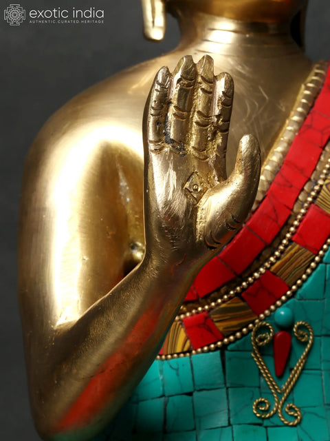 13"  Lord Buddha Granting Abhaya (Tibetan Buddhist) In Brass | Handmade | Made In India