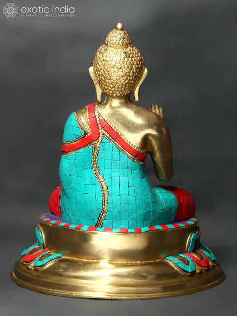 13"  Lord Buddha Granting Abhaya (Tibetan Buddhist) In Brass | Handmade | Made In India