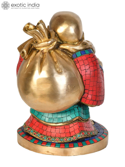 10" Tibetan Buddhist Laughing Buddha In Brass | Handmade | Made In India
