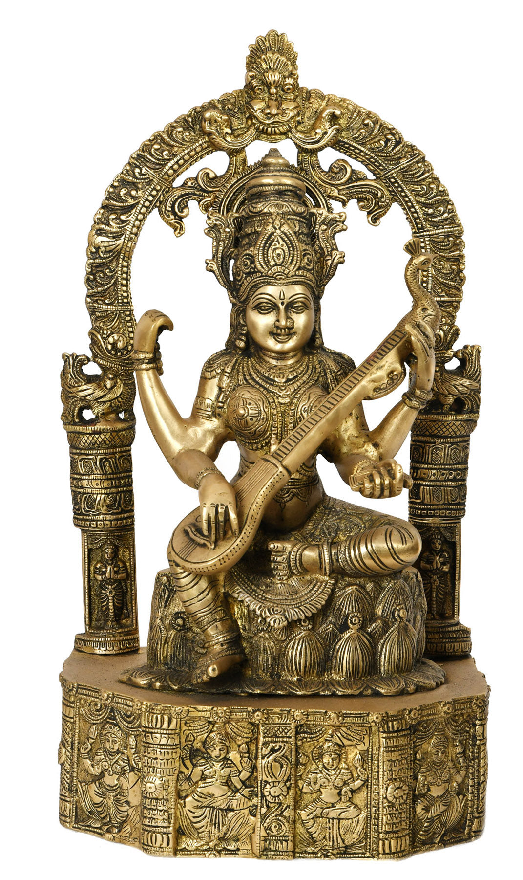 20" The Beauty Of Devi Sarasvati In Brass | Handmade | Made In India