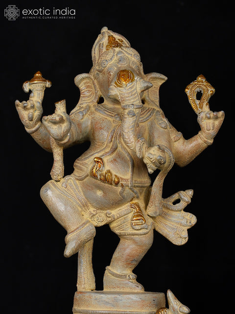 13" Dancing Ganesha In Brass | Handmade | Made In India
