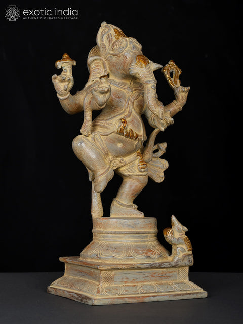 13" Dancing Ganesha In Brass | Handmade | Made In India