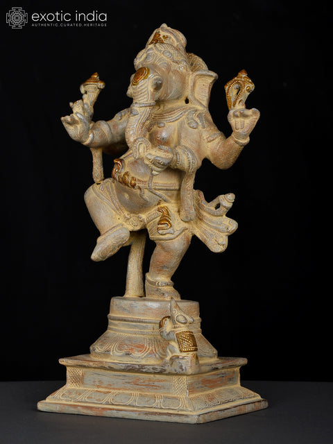 13" Dancing Ganesha In Brass | Handmade | Made In India