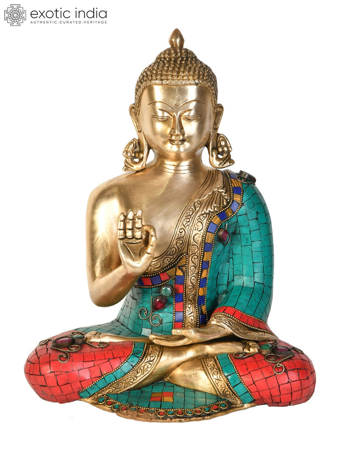 12" Lord Buddha Preaching Dharma Brass Handmade Statue