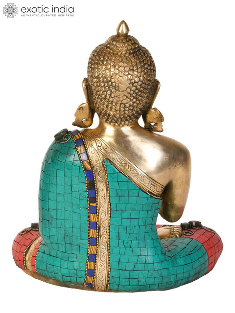 12" Tibetan Buddhist Lord Buddha Preaching His Dharma In Brass | Handmade | Made In India