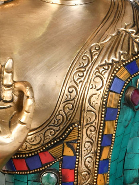 12" Tibetan Buddhist Lord Buddha Preaching His Dharma In Brass | Handmade | Made In India