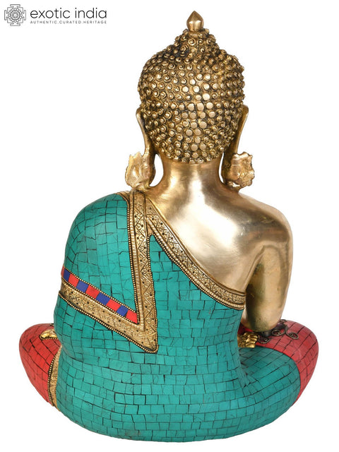 15" Buddha in Earth Touching Gesture (Tibetan Buddhist) In Brass | Handmade | Made In India