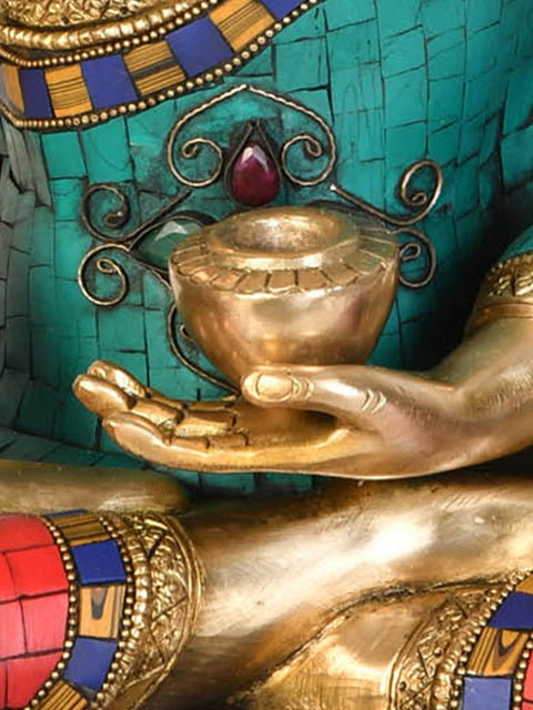 15" Buddha in Earth Touching Gesture (Tibetan Buddhist) In Brass | Handmade | Made In India