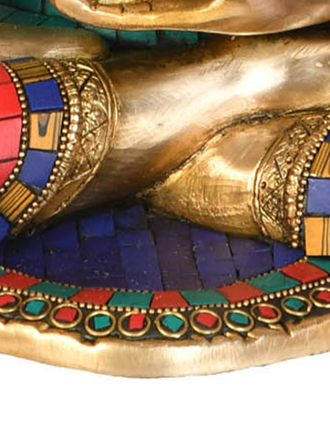 15" Buddha in Earth Touching Gesture (Tibetan Buddhist) In Brass | Handmade | Made In India