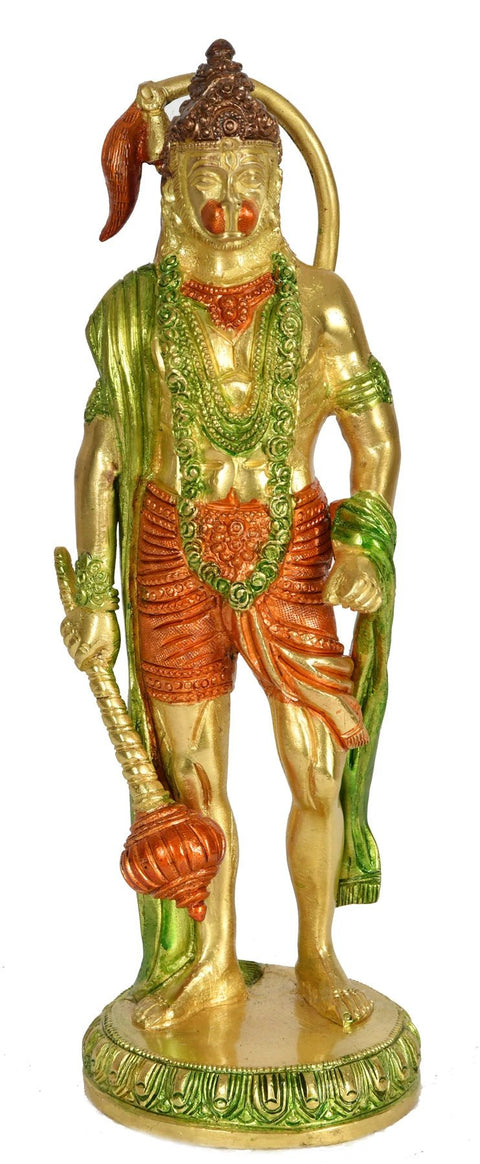 10" Standing Shri Hanuman In Brass | Handmade | Made In India